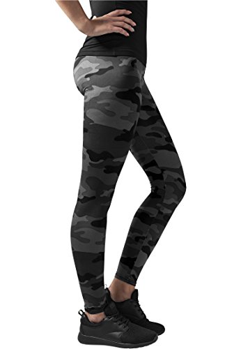 Urban Classics Ladies Camo Leggings, Mallas, Material Opaco - Pantalones Deportivos, Negro (Dark Camo), S