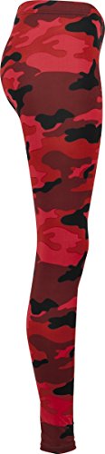 Urban Classics Ladies Camo Leggings, Mallas, Material Opaco - Pantalones Deportivos, Rojo (Red Camo), L