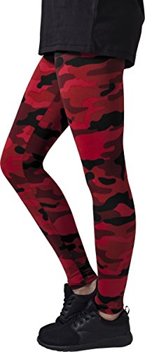 Urban Classics Ladies Camo Leggings, Mallas, Material Opaco - Pantalones Deportivos, Rojo (Red Camo), L