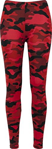 Urban Classics Ladies Camo Leggings, Mallas, Material Opaco - Pantalones Deportivos, Rojo (Red Camo), L