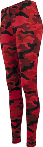 Urban Classics Ladies Camo Leggings, Mallas, Material Opaco - Pantalones Deportivos, Rojo (Red Camo), L