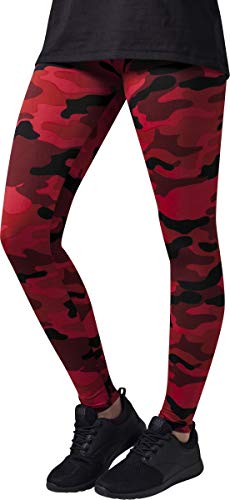 Urban Classics Ladies Camo Leggings, Mallas, Material Opaco - Pantalones Deportivos, Rojo (Red Camo), L