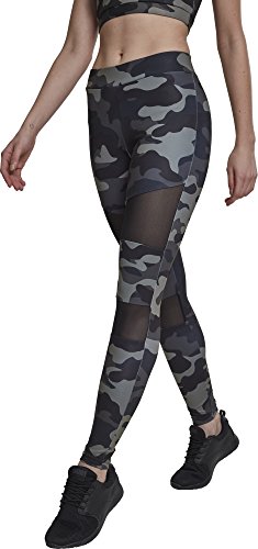 Urban Classics, Ladies Camo Tech Mesh Leggings, con Malla Transparente, Material Opaco - Pantalones Deportivos, Color: camo/negro, Tallas: M