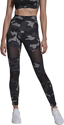 Urban Classics, Ladies Camo Tech Mesh Leggings, con Malla Transparente, Material Opaco - Pantalones Deportivos, Color: camo/negro, Tallas: M