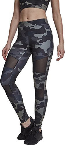 Urban Classics, Ladies Camo Tech Mesh Leggings, con Malla Transparente, Material Opaco - Pantalones Deportivos, Color: camo/negro, Tallas: M