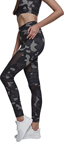 Urban Classics, Ladies Camo Tech Mesh Leggings, con Malla Transparente, Material Opaco - Pantalones Deportivos, Color: camo/negro, Tallas: M