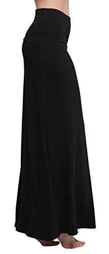 Urban GoCo Mujeres Falda Larga para Yoga Danza Casual Alta Cintura Bodycon Elástico Falda Maxi Negro XL