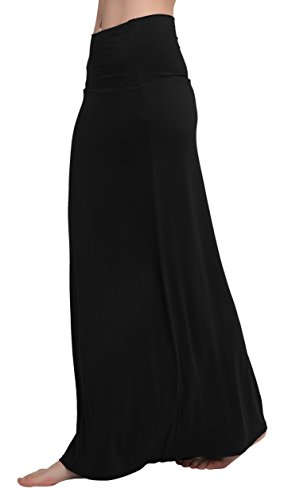 Urban GoCo Mujeres Falda Larga para Yoga Danza Casual Alta Cintura Bodycon Elástico Falda Maxi Negro XL