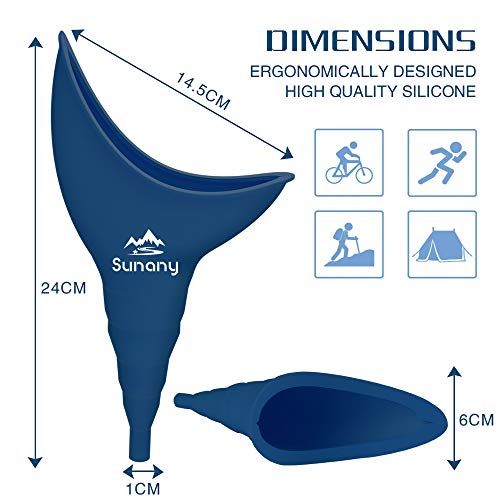 Urinario Femenino Dispositivo, Portátil Orinal Femenino Embudo De Silicona para Mujeres De Pie para Orinar, Reutilizable Urinario Mujer,Adecuado para Actividades Al Aire Libre,Camping,Viajes(Azul)
