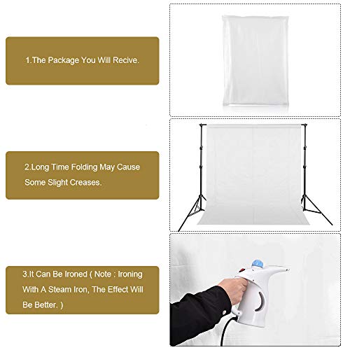 UTEBIT Fondo Blanco 5 x 6.5 pies / 1.5 x 2 m Fondo Fotografia Portátil Plegable Poliéster Lavable Fondo Blanco Fotografia para Retrato de Producto Fotografía Grabación de Video