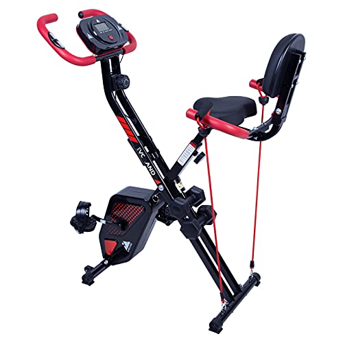 Uten Bicicleta de Ejercicio Unisex F-Bike, Plegable Bici de Niveles de Resistencia Ajustables Entrenamiento Fitness con Sillín Ajustable,Pulsómetro y Pantalla LCD,Fitness Multifuncional (Black+Red)