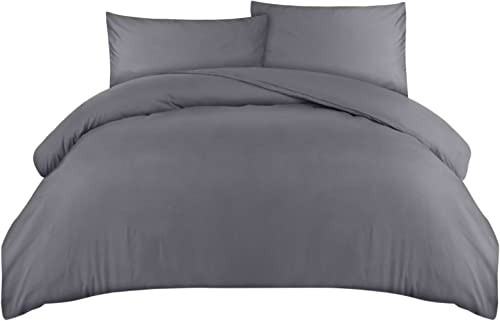 Utopia Bedding Funda Nórdica Cama 135/150 - Microfibra Juego de Funda de Edredón 230x220 cm y 2 Fundas de Almohada 50x75 cm (Gris)