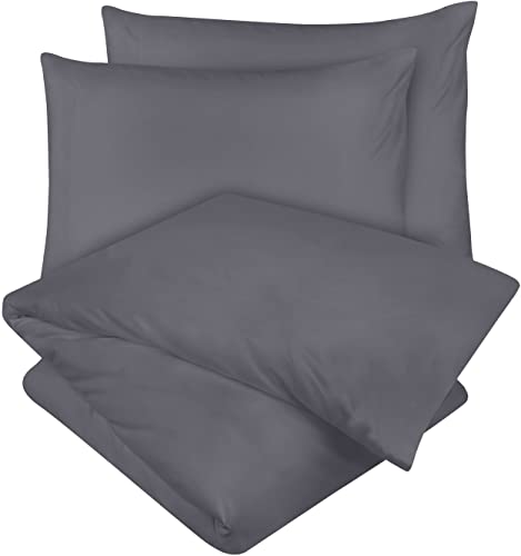 Utopia Bedding Funda Nórdica Cama 135/150 - Microfibra Juego de Funda de Edredón 230x220 cm y 2 Fundas de Almohada 50x75 cm (Gris)