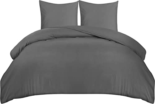 Utopia Bedding Funda Nórdica Cama 135/150 - Microfibra Juego de Funda de Edredón 240x220 cm y 2 Fundas de Almohada 65x65 cm (Gris)