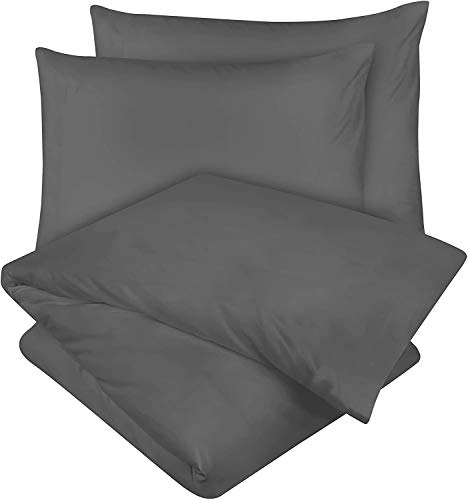 Utopia Bedding Funda Nórdica Cama 135/150 - Microfibra Juego de Funda de Edredón 240x220 cm y 2 Fundas de Almohada 65x65 cm (Gris)