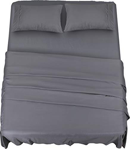 Utopia Bedding Juego Sábanas de Cama - Microfibra Cepillada - Sábanas y Fundas de Almohada (Cama 150, Gris)