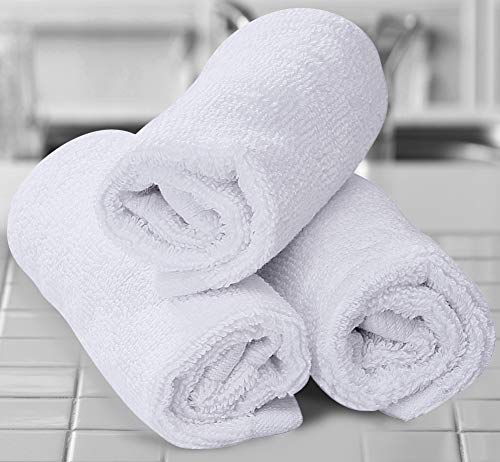 Utopia Towels - Juego de Toallas Premium (30 x 30 cm, Blanco) 600 gsm 100% algodón para la Cara, Toallas Altamente absorbentes y de Tacto Suave para la Punta de los Dedos (Paquete de 12)