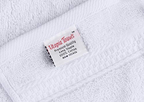 Utopia Towels - Juego de Toallas Premium (30 x 30 cm, Blanco) 600 gsm 100% algodón para la Cara, Toallas Altamente absorbentes y de Tacto Suave para la Punta de los Dedos (Paquete de 12)