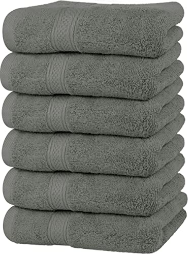 Utopia Towels - Toallas de Mano Grandes de algodón multipropósito para baño, Manos, Cara, Gimnasio y SPA - Dimensiones 41 cm x 71 cm - Paquete de 6 (Gris)