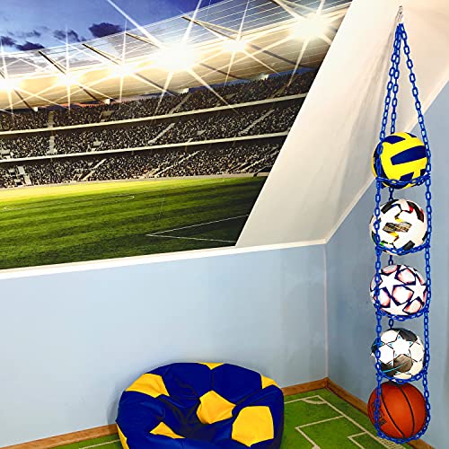 Vailantes® Colgador de Pelotas – Fútbol, Voleibol, Baloncesto, Original, para decoración de la habitación de los niños, estantería para Colgar Pelota de fútbol, cumpleaños (Azul)