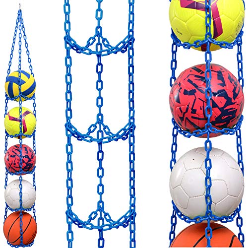 Vailantes® Colgador de Pelotas – Fútbol, Voleibol, Baloncesto, Original, para decoración de la habitación de los niños, estantería para Colgar Pelota de fútbol, cumpleaños (Azul)