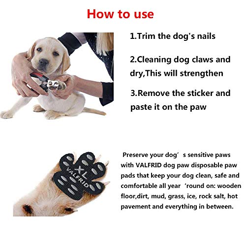 VALFRID Protector de Patas para Perro, Antideslizante, 24 Piezas, desechable, Autoadhesivo, Resistente a los Zapatos de Perro, Zapatos de Perro XL