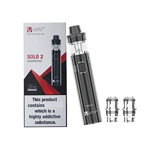 Vaptio Solo 2 KIT con 3000mAh Batería 4.0ml Mesh Core Todo en uno Estilo Vaporizador de cigarrillo electrónico No E Liquid No Nicotine (Negro)