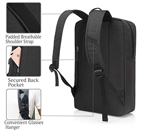 VASCHY Mochila Portatil,Mochila Ordenador 17 Pulgadas Mochila Universitario Impermeable Mochila Hombre Mujer con USB Cargador para Universitarios Trabajo Negro