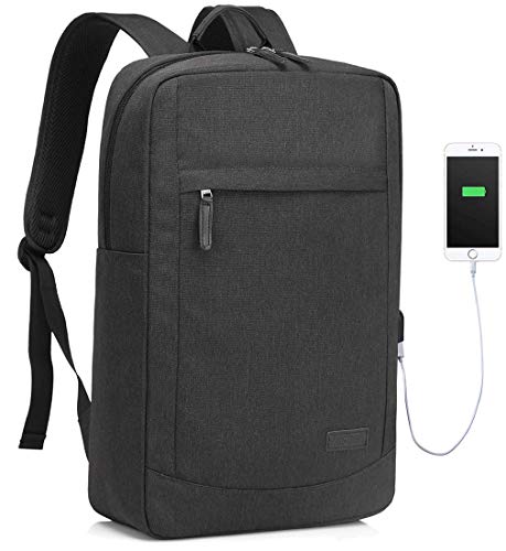 VASCHY Mochila Portatil,Mochila Ordenador 17 Pulgadas Mochila Universitario Impermeable Mochila Hombre Mujer con USB Cargador para Universitarios Trabajo Negro