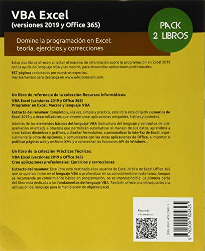 VBA Excel (versiones 2019 y Office 365) - Pack de 2 libros: Domine la programación en Excel: teoría, ejercicios y correcciones