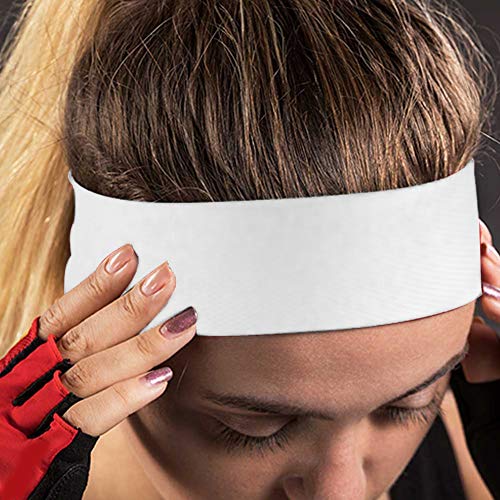 Vbest life Diadema de Nylon Deporte Banda para el Cabello Banda para el Sudor Yoga Jugar Baloncesto Tenis Bádminton Correr Absorbe el Sudor Correr Accesorio de Diadema con pañuelo Abierto(Blanco)