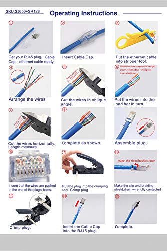 VCE 1.ª generación 10 Unidades Conector RJ45 Cat7 Cat6a para Cable de Red Cat7 Cat6a Apantallado con Guia y Funda de Cable Gris