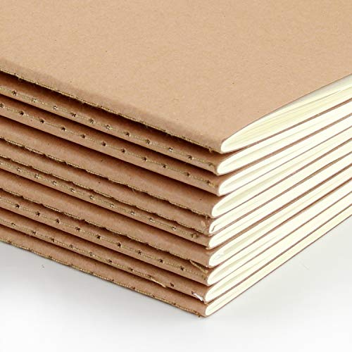 VEESUN Pack de 10 cuadernos, A5 Tapa de Kraft Blanda 5 líneas y 5 Blanco 60 páginas, Libretas Grapadas Cuaderno de Notas para Despacho Diario Escritura de la Escuela Chicos Chicas y Maestros