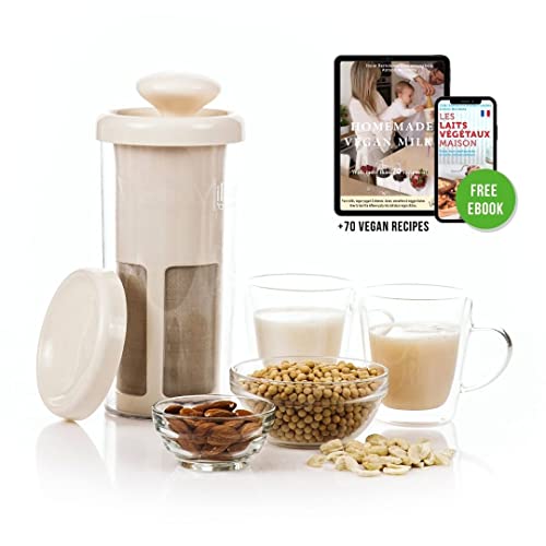 Vegan Milker Classic by ChufaMix, Utensilio para hacer leche vegetal, Filtro Colador para bebida vegetal, Capacidad 800 ml, Filtro de acero inoxidable. Fabricado en España, eBook recetas