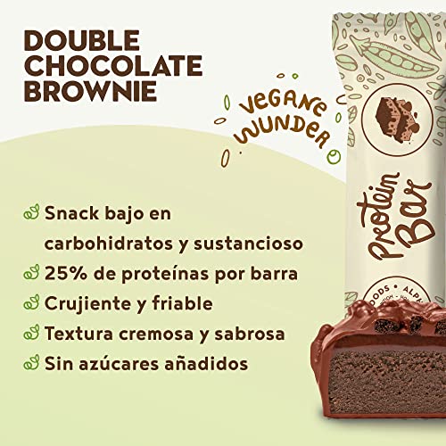 Vegan protein barritas - DOBLE CHOCOLATE - 15 Barras proteínas veganas sin azúcares añadidos, alto en proteínas, bajo en carbohidratos