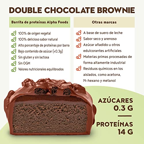 Vegan protein barritas - DOBLE CHOCOLATE - 15 Barras proteínas veganas sin azúcares añadidos, alto en proteínas, bajo en carbohidratos