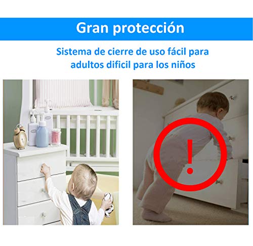 VegMai®[8 Unidades] Cerraduras Transparentes De Seguridad Para Bebes, Bloqueo Con Adhesivo, Cierres Para Armarios, Cajones, WC, Cocinas, Puertas, Ventanas, Neveras [Pestillos Transparentes]