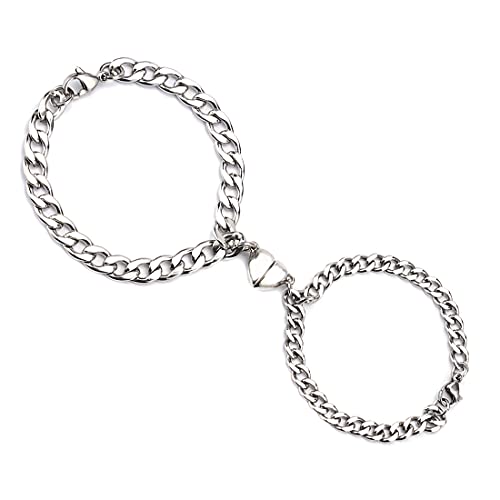 VELESAY 1Par Pareja Acero Inoxidable Pulseras Magneticas Cadena Pulsera Pareja Pulseras de la Amistad Pulseras para Mujeres Hombres Joyería