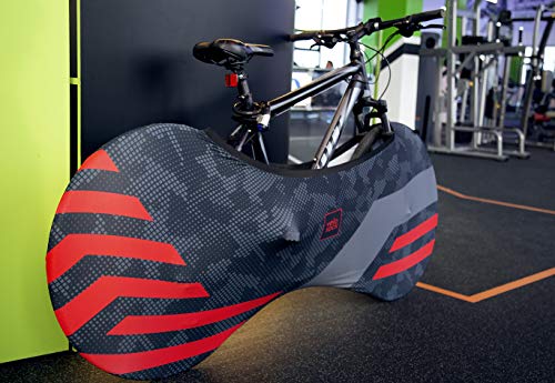 VELOSOCK Funda Cubre Bicicletas para Interiores – Red Lines – La Mejor solución para Mantener los Suelos y Las Paredes Libres DE Suciedad – Sirve para el 99% de Las Bicicletas para Adultos