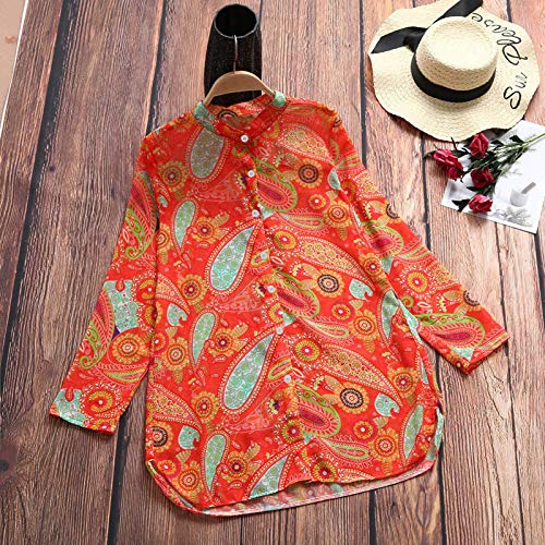 VEMOW Vestido Verano de Playa Camisero de Manga Corta Liso para Cubrir Bikini Mujer Sexy Botón Suelto Blusa Trajes de Baño con Cuello en V Camiseta Casual Irregular Oversized Long Tops(E Naranja,S)