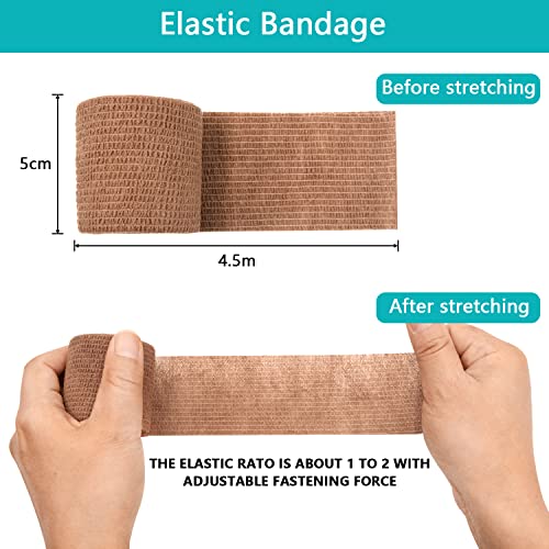 Vendas Autoadhesivas, 12 Piezas Venda Cohesiva, Venda Elastica Adhesiva, Tape Crossfit, Vet Wrap, Deportes Wrap, para Muñecas de Dedos, Esguinces de Tobillo e Hinchazón, 5 cm x 4.5 m