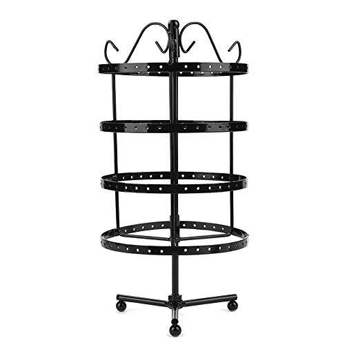 【Venta del día de la madre】4 niveles Negro giratorio 144 agujeros Pendiente giratorio Display Rack Holder Stand Collar Organizador Colgador Joyería Stand Display Rack Towers(Negro)