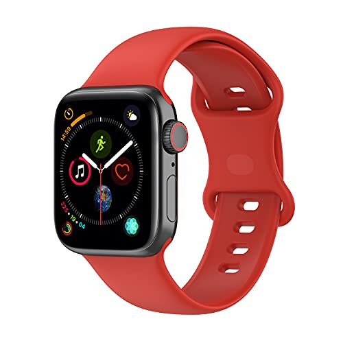 VENTER Compatible con Apple Watch Correa 38mm 42mm 40mm 44mm, Deportivas de Silicona Correas de Repuesto Compatible con iWatch SE Series 6 5 4 3 2 1,42MM/44MM-M/L,Rojo+Verde Ejército