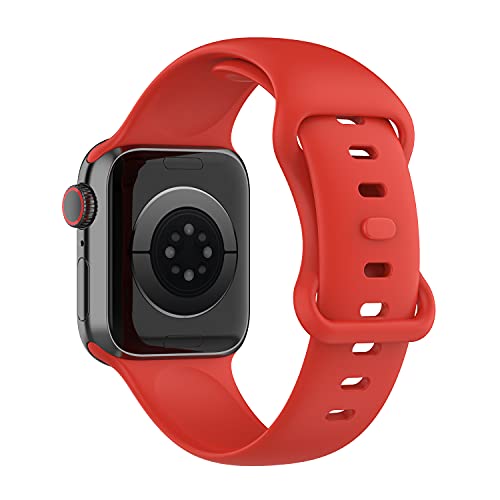 VENTER Compatible con Apple Watch Correa 38mm 42mm 40mm 44mm, Deportivas de Silicona Correas de Repuesto Compatible con iWatch SE Series 6 5 4 3 2 1,42MM/44MM-M/L,Rojo+Verde Ejército