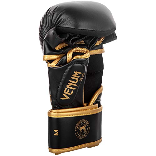 VENUM Challenger 3.0 Guantes de MMA Sparring, Unisex Adulto, Negro/Oro, S