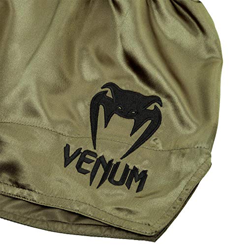 VENUM Classic Pantalones Cortos De Muay Thai, Unisex Adulto, Caqui Verde/Negro, S