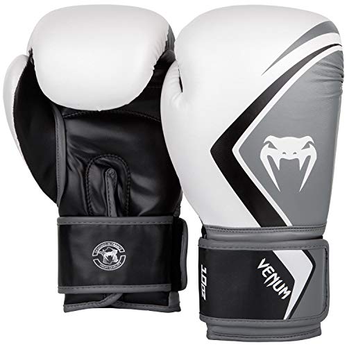 Venum Contender 2.0 Guantes de Boxeo, Unisex Adulto, Blanco/Gris-Negro, 12 Oz