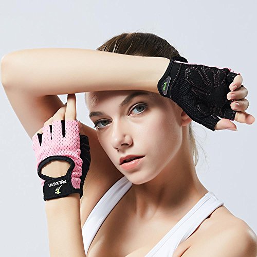 VERTAST Guantes de Gimnasio con Agarre Acolchado sin Dedos para Levantamiento de Pesas Entrenamiento Combinado Ciclismo Crossfit, para Mujer y Hombre, Rosa, L