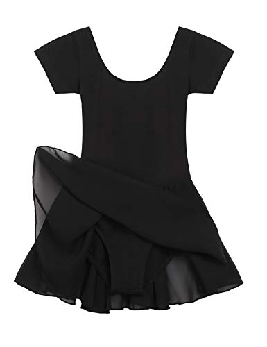 Vestido de Ballet Maillot de Danza Gimnasia Leotardo Algodón Manga Corta Body Clásico para Niña