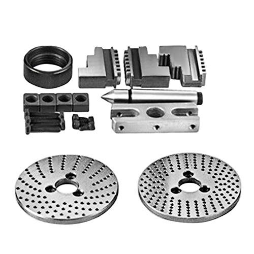 VEVOR BS-0 Cabeza Divisora de Precisión con Mandril de 3 Mordazas Contrapunto, Cabezal Divisor MT2 con Mandril de 168 mm, Cabezal Divisorio 23 kg, Altura de Centro de Indexación 100 mm con Placas